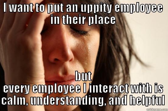 I WANT TO PUT AN UPPITY EMPLOYEE IN THEIR PLACE BUT EVERY EMPLOYEE I INTERACT WITH IS CALM, UNDERSTANDING, AND HELPFUL First World Problems