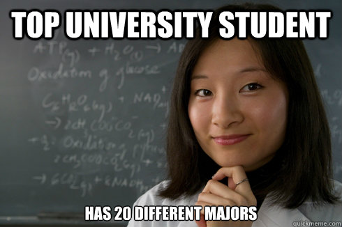 TOp University Student has 20 different majors  - TOp University Student has 20 different majors   Over Achieving Asian Student