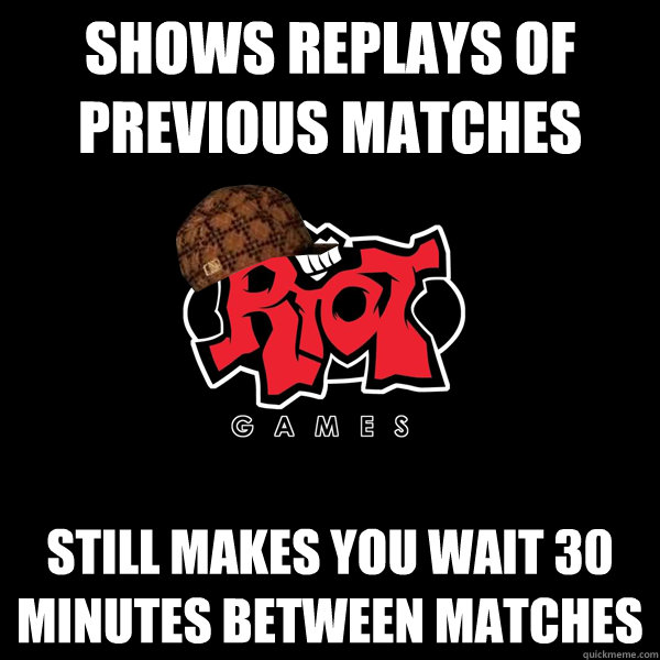 shows replays of previous matches still makes you wait 30 minutes between matches  