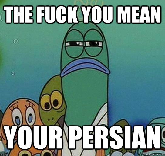 The fuck you mean your persian - The fuck you mean your persian  Serious fish SpongeBob