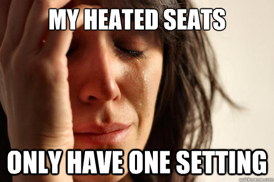 My heated seats only have one setting  First World Problems