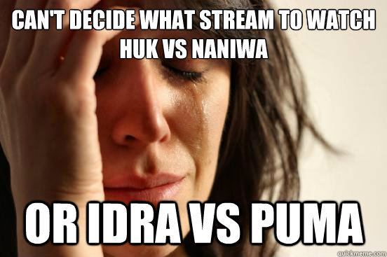 Can't decide what stream to watch Huk vs Naniwa or idra vs Puma  First World Problems