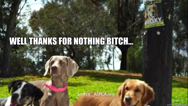 Well thanks for nothing bitch...
  - Well thanks for nothing bitch...
   Misc