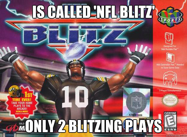 Is called 'nfl blitz' Only 2 blitzing plays  Scumbag NFL Blitz