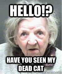 Hello!? have you seen my dead cat  OLD PEOPLE
