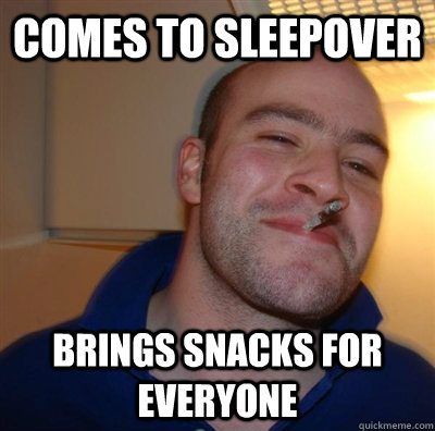 comes to sleepover  brings snacks for everyone   GGG plays SC