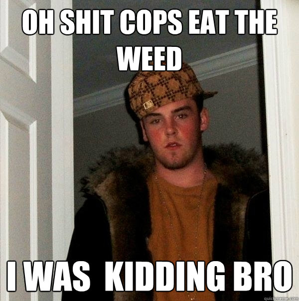 oh shit cops eat the weed i was  kidding bro - oh shit cops eat the weed i was  kidding bro  Scumbag Steve