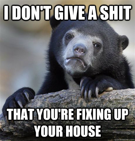 I don't give a shit that you're fixing up your house  Confession Bear