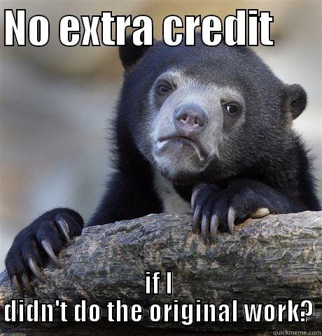 NO EXTRA CREDIT       IF I DIDN'T DO THE ORIGINAL WORK? Confession Bear
