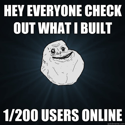 Hey everyone check out what i built 1/200 users online  Forever Alone