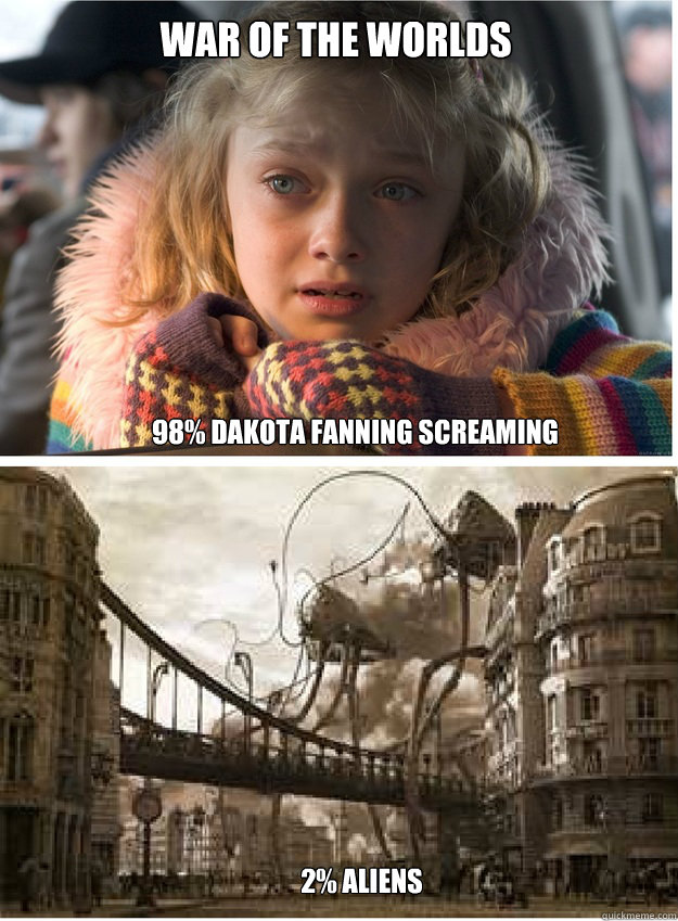 war of the worlds 98% Dakota fanning screaming 2% Aliens  War of the Worlds