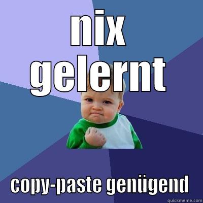 NIX GELERNT COPY-PASTE GENÜGEND Success Kid