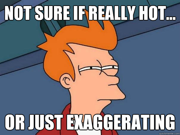 not sure if really hot... or just exaggerating  - not sure if really hot... or just exaggerating   Futurama Fry