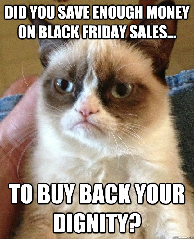 Did you save enough money on black friday sales... to buy back your dignity?  Grumpy Cat