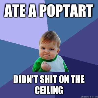 Ate a poptart Didn't shit on the ceiling  Success Kid