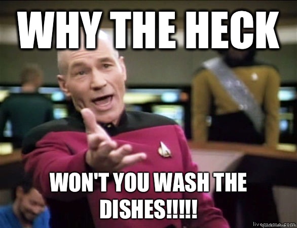 why the heck won't you wash the dishes!!!!! - why the heck won't you wash the dishes!!!!!  Annoyed Picard HD