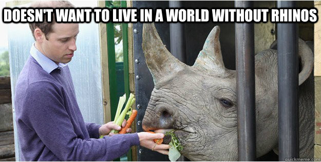 Doesn't want to live in a world without rhinos  Prince William