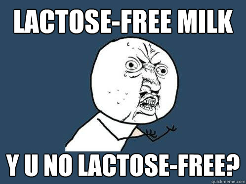Lactose-free milk y u no lactose-free?  Y U No