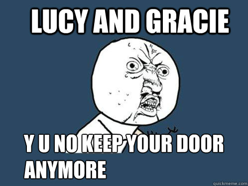 Lucy and Gracie y u no keep your door open a anymore  Y U No