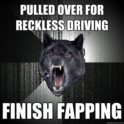 Pulled over for reckless driving finish fapping  Insanity Wolf