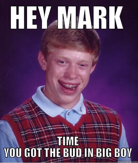HEY MARK TIME YOU GOT THE BUD IN BIG BOY Bad Luck Brian