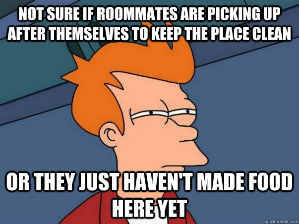 Not sure if roommates are picking up after themselves to keep the place clean Or they just haven't made food here yet  Not sure Fry