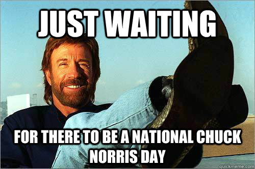 just waiting  for there to be a national chuck Norris day  