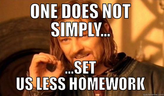 ONE DOES NOT SIMPLY... ...SET US LESS HOMEWORK Boromir