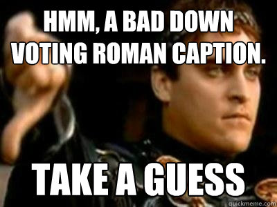 Hmm, a bad down voting roman caption. Take a guess  Downvoting Roman
