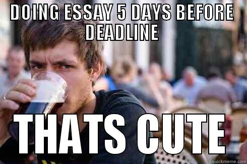 DOING ESSAY 5 DAYS BEFORE DEADLINE THATS CUTE Lazy College Senior