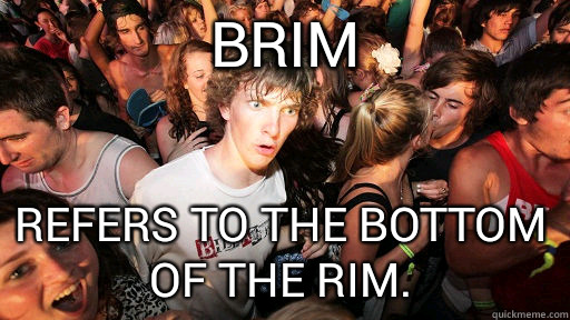 Brim Refers to the bottom of the rim.  Sudden Clarity Clarence