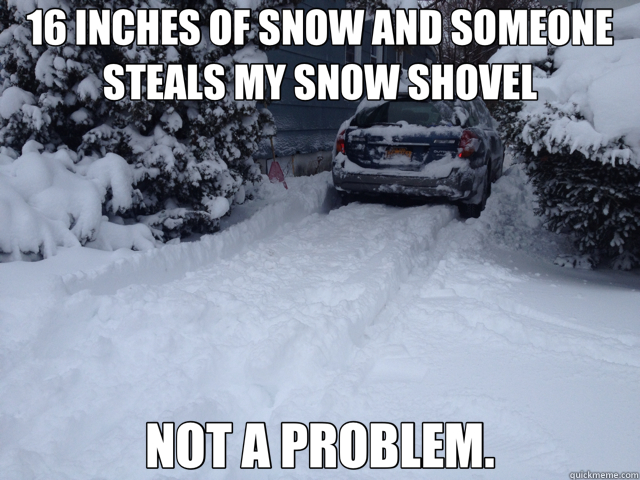 16 INCHES OF SNOW AND SOMEONE STEALS MY SNOW SHOVEL NOT A PROBLEM.  To The Asshole That Stole My Snow Shovel