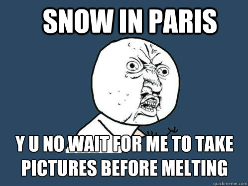 Snow in paris y u no wait for me to take pictures before melting - Snow in paris y u no wait for me to take pictures before melting  Y U No