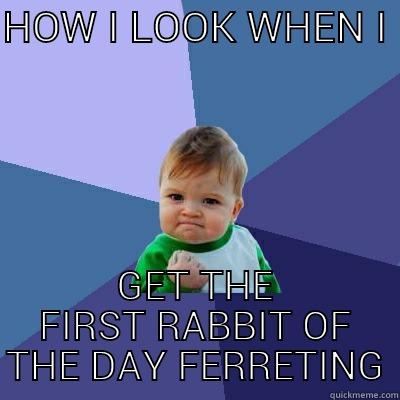 HOW I LOOK WHEN I  GET THE FIRST RABBIT OF THE DAY FERRETING Success Kid