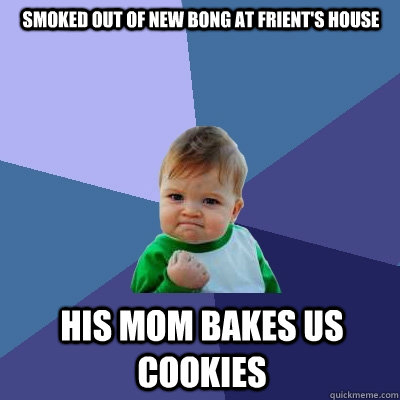 Smoked out of new bong at frient's house his mom bakes us cookies  Success Kid