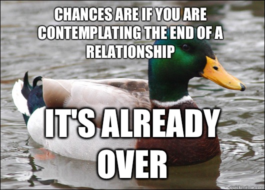 Chances are if you are contemplating the end of a relationship  It's already over  Actual Advice Mallard