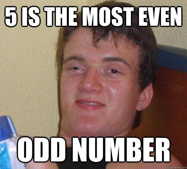 5 is the most even Odd number  10 Guy