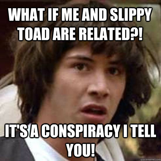 what if me and slippy toad are related?! it's a conspiracy i tell you!  conspiracy keanu