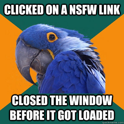 Clicked on a NSFW link Closed the window before it got loaded  Paranoid Parrot