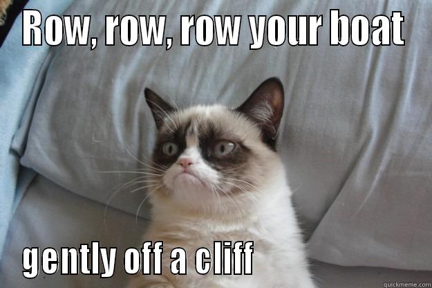 ROW, ROW, ROW YOUR BOAT GENTLY OFF A CLIFF                         Grumpy Cat