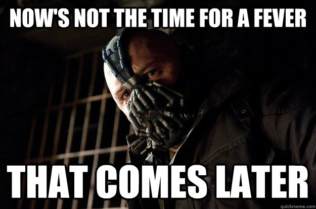 Now's not the time for a fever That comes later  Angry Bane