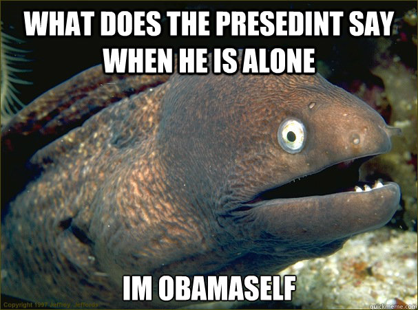 what does the presedint say when he is alone im obamaself  Bad Joke Eel