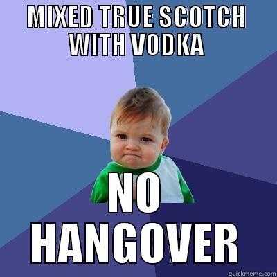MIXED TRUE SCOTCH WITH VODKA NO HANGOVER Success Kid