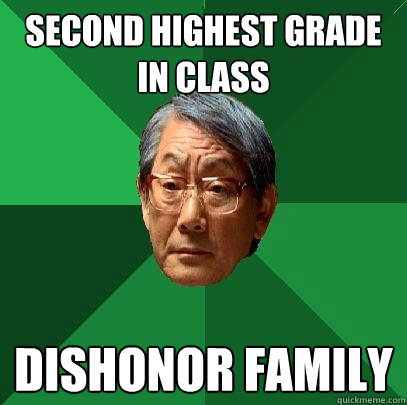 second highest grade in class dishonor family  High Expectations Asian Father