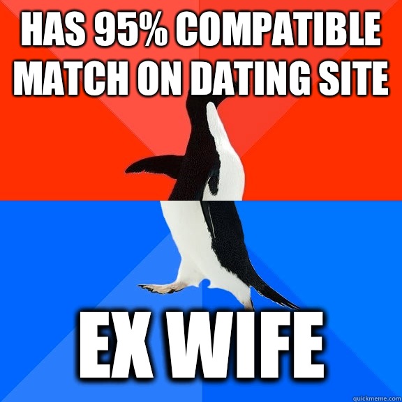 Has 95% compatible match on dating site Ex wife  Socially Awesome Awkward Penguin