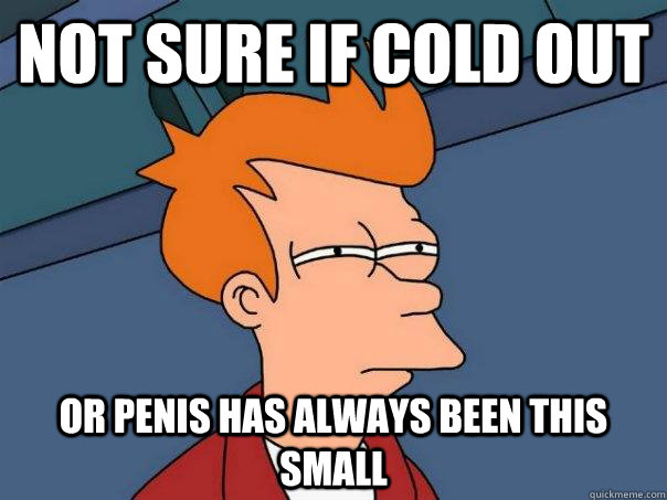 Not sure if cold out Or penis has always been this small  Futurama Fry