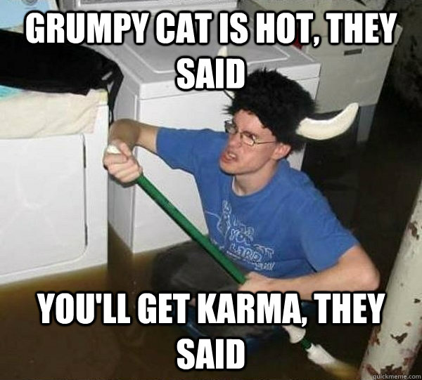Grumpy cat is hot, they said You'll get karma, they said  They said
