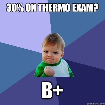 30% on thermo exam? B+  Success Kid