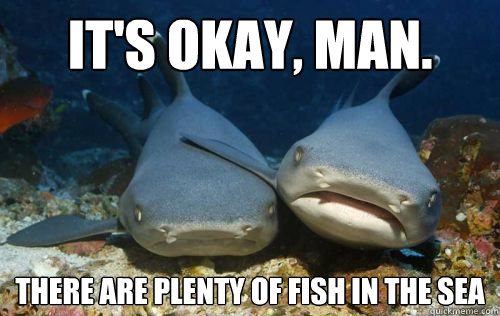 It's okay, man. There are plenty of fish in the sea  Compassionate Shark Friend