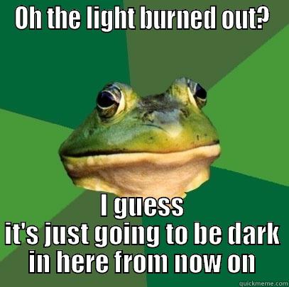 OH THE LIGHT BURNED OUT? I GUESS IT'S JUST GOING TO BE DARK IN HERE FROM NOW ON Foul Bachelor Frog